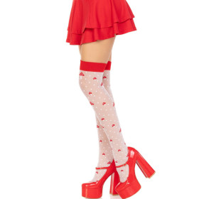 LEG AVENUE - CHAUSSETTES HAUTES CHAMPIGNON ROUGE/BLANC