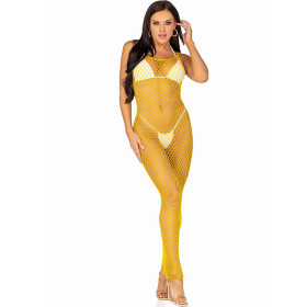 LEG AVENUE - ROBE LONGUE FILET JAUNE TAILLE UNIQUE