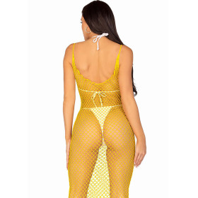 LEG AVENUE - ROBE LONGUE FILET JAUNE TAILLE UNIQUE