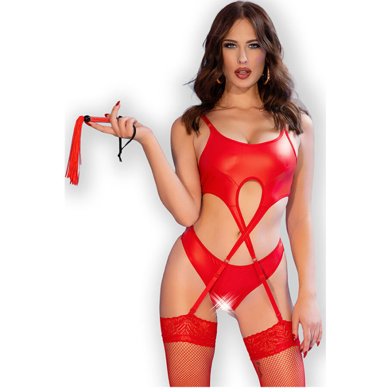 CHILIROSE - CR 4625 ENSEMBLE QUATRE PIÈCES SANS CROTCHLESS ROUGE M