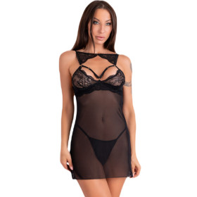 LIVCO CORSETTI FASHION - KROLINA LC 90734 CHEMISE + STRING NOIR