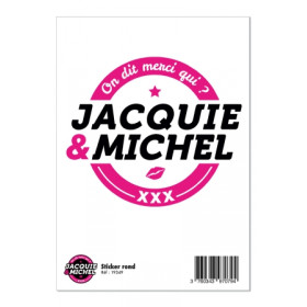 Grand sticker Jacquie & Michel rond blanc