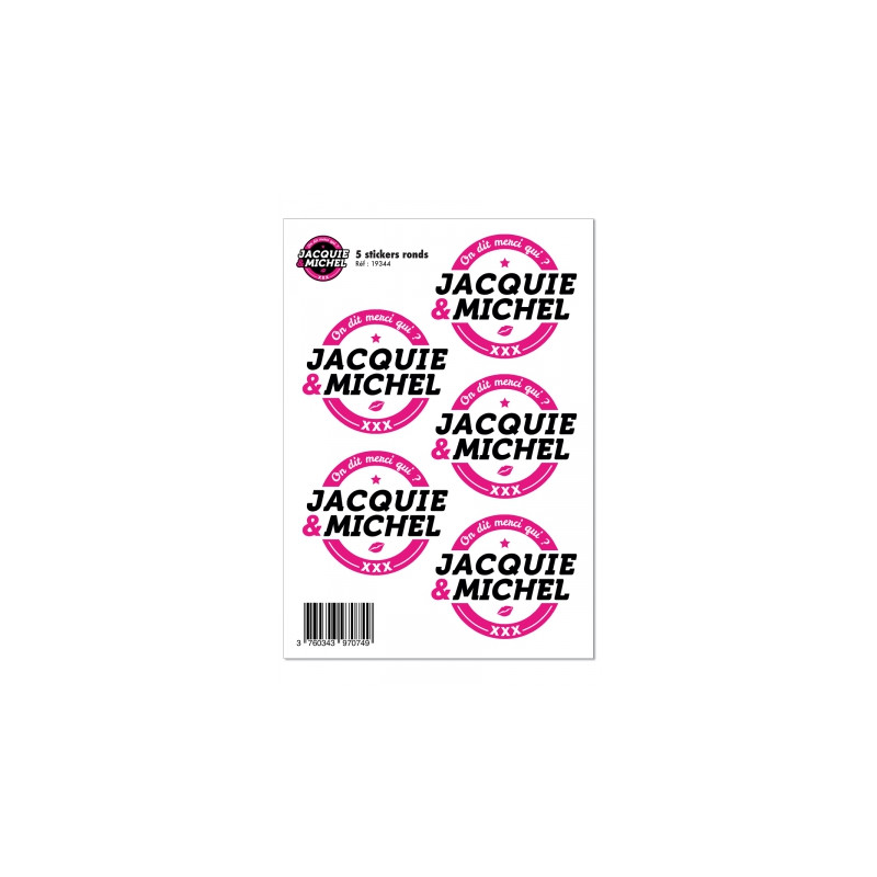 5 stickers J&M blanc logo rond