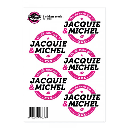 5 stickers J&M blanc logo rond