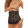 Lingerie style body en dentelle noire et perles blanches -