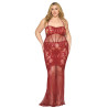 Nuisette longue grande taille en résille rouge - DG0487XRED