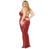 Nuisette longue grande taille en résille rouge - DG0487XRED