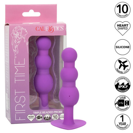 CALEXOTICS - FIRST TIME PLUG ANAL SONDE TRIPLE BILLES 10 VIBRATIONS VIOLET