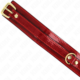 KINK - COLLIER AJUSTABLE ROUGE VIN AVEC DÉTAILS DORÉS 29-42,5 CM X 4 CM