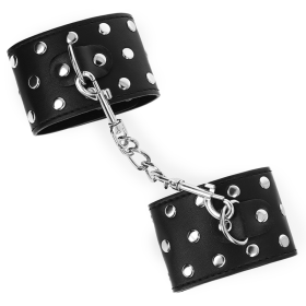 KINK - APPAREILS DE RETENUE POIGNETS AVEC FERMETURE PRESSION PLEINE DE RIVETS NOIR AJUSTABLE 19-24 CM X 5,5 CM