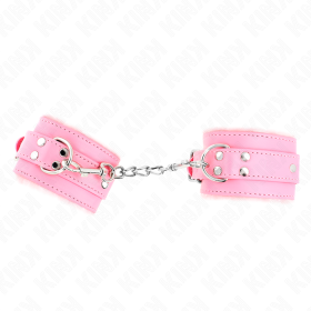 KINK - APPUI-POIGNETS DOUBLÉS DE FOURRURE ROSE AVEC CEINTURE ROSE RÉGLABLE 17-29 CM X 6 CM