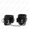 KINK - APPUI-POIGNETS DOUBLÉS DE FOURRURE NOIR AVEC CEINTURE NOIRE RÉGLABLE 17-29 CM X 6 CM