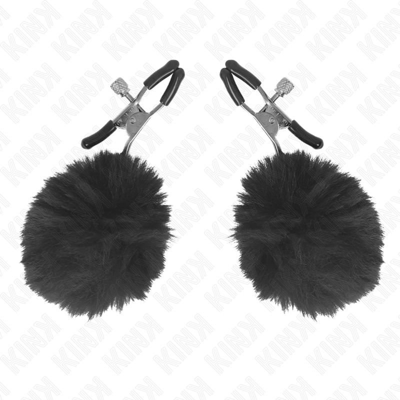 KINK - PINCE A METON BOULE EN FAUSSE FOURRURE NOIR 6 CM