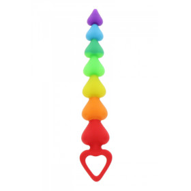 Stimulateur anal Rainbow Heart Beads - Toyjoy