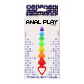 Stimulateur anal Rainbow Heart Beads - Toyjoy