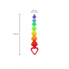 Stimulateur anal Rainbow Heart Beads - Toyjoy