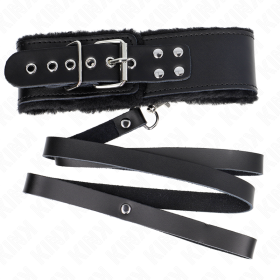 KINK - COLLIER AVEC CEINTURE 116 CM AVEC BRACELET EN CUIR NOIR AJUSTABLE 40-48 CM X 6 CM