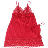 SUBBLIME - BABYDOLL EN SATIN AVEC DENTELLE ROUGE L/XL