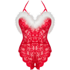 LIVCO CORSETTI FASHION - BODY FEMME EN DENTELLE PÈRE NOËL S/M