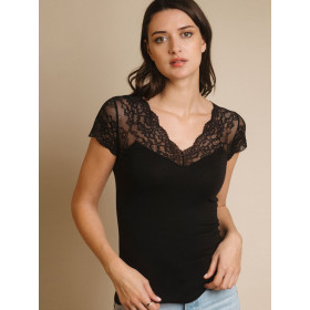 T-shirt manches courtes dentelle Puntilla