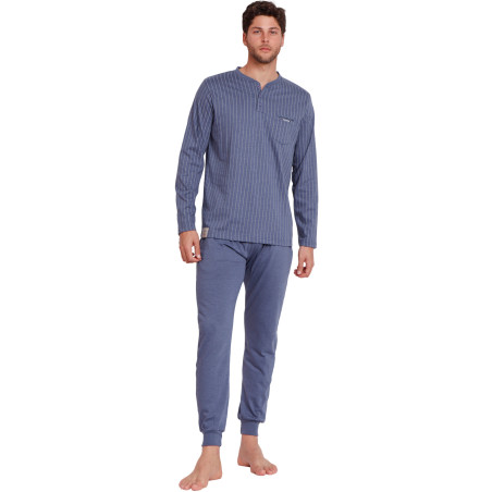 Pyjama tenue pantalon polo manches longues Blue Premium