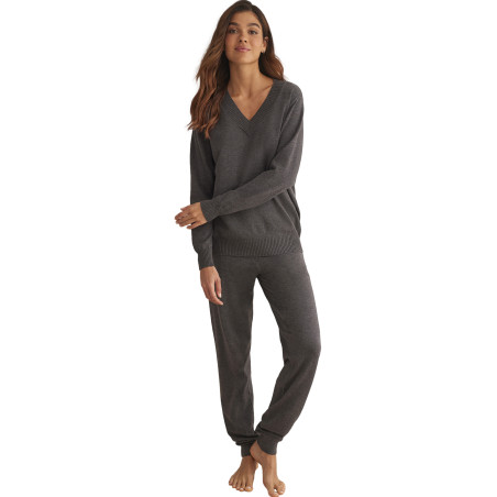 Tenue détente et intérieur pyjama pantalon top col V TRICOTP98