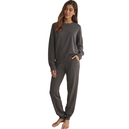 Tenue détente et intérieur pyjama pantalon top col rond TRICOTP98