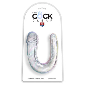 KING COCK - DOUBLE TROUBLE DOUBLE GODE 33 CM TRANSPARENT