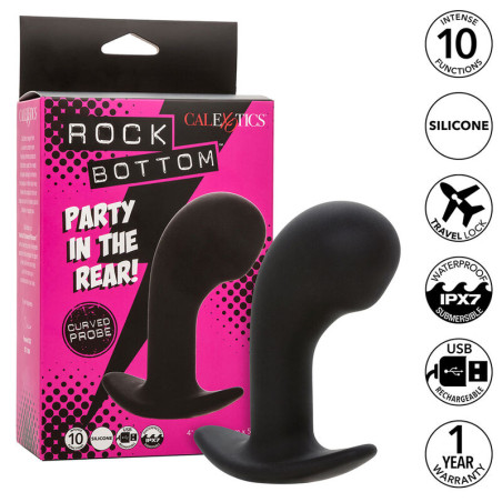 CALEXOTICS - ROCK BOTTOM PLUG ANAL COURBE 10 VIBRATIONS SILICONE NOIR