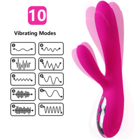 ARMONY - VIBRATEUR & STIMULATEUR FLEXIBLE  EFFET CHALEUR FUCHSIA