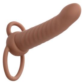 CALEXOTICS - MAXX RIBBED DOUBLE PÉNÉTRATEUR 10 VIBRATIONS MARRON