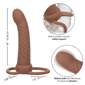 CALEXOTICS - MAXX RIBBED DOUBLE PÉNÉTRATEUR 10 VIBRATIONS MARRON