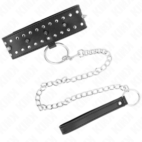 KINK - COLLIER AVEC LAISSE 65 CM AVEC CLOUS ARGENTÉS MODÈLE 1 AJUSTABLE 36-43 CM X 5 CM