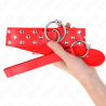 KINK - COLLIER RIVET ANNEAU AVEC CEINTURE 65 CM ROUGE AJUSTABLE 36-50 CM X 3,8 CM