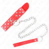 KINK - COLLIER RIVET ANNEAU AVEC CEINTURE 65 CM ROUGE AJUSTABLE 36-50 CM X 3,8 CM