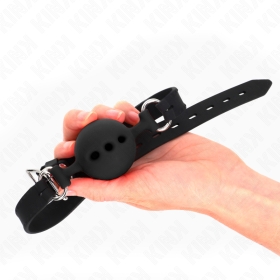 KINK - BÂTON ENTIEREMENT SILICONE 55 x 2 CM AVEC BOULE DE 5 CM TAILLE L NOIR AJUSTABLE 35-51 CM