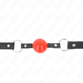 KINK - BÂILLON BALLE 4 CM AVEC SERRURE BOULE ROUGE BRACELET NOIR 60 x 2 CM