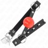 KINK - BÂILLON BALLE 4 CM AVEC SERRURE BOULE ROUGE BRACELET NOIR 60 x 2 CM