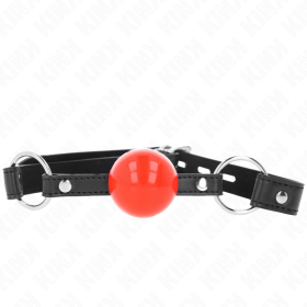 KINK - BÂILLON BALLE 4 CM AVEC SERRURE BOULE ROUGE BRACELET NOIR 60 x 2 CM