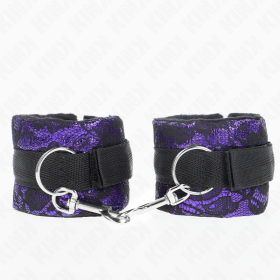 KINK - ATTENTES-POIGNETS COURTES EN DENTELLE DE VELOURS ET RELIURE EN NYLON VIOLET / NOIR 23 X 6