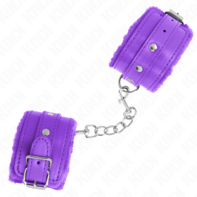 KINK - APPUI-POIGNETS DOUBLÉS DE FOURRURE PREMIUM VIOLET AVEC CEINTURE VIOLET AJUSTABLE 17-29 CM X 6 CM