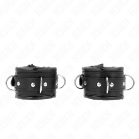 KINK - APPUI-POIGNETS LOURDS DOUBLÉS DE FOURRURE NOIRE RÉGLABLES 20-30 CM X 6 CM