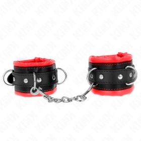 KINK - APPUI-POIGNETS LOURDS DOUBLÉS DE FOURRURE ROUGE AJUSTABLES 20-30 CM X 6 CM