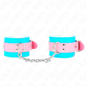 KINK - MIGNONS ATTENTES-POIGNETS BLEU/ROSE AJUSTABLES 16-28 CM X 5 CM