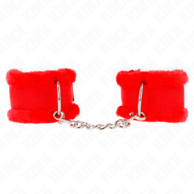 KINK - APPUI-POIGNETS DOUBLÉS DE FOURRURE ROUGE AJUSTABLE 17-31 CM X 7 CM