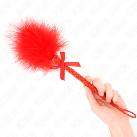 KINK - Baguette en corde de nylon avec plumes chatouillantes et noeud rouge 25 cm