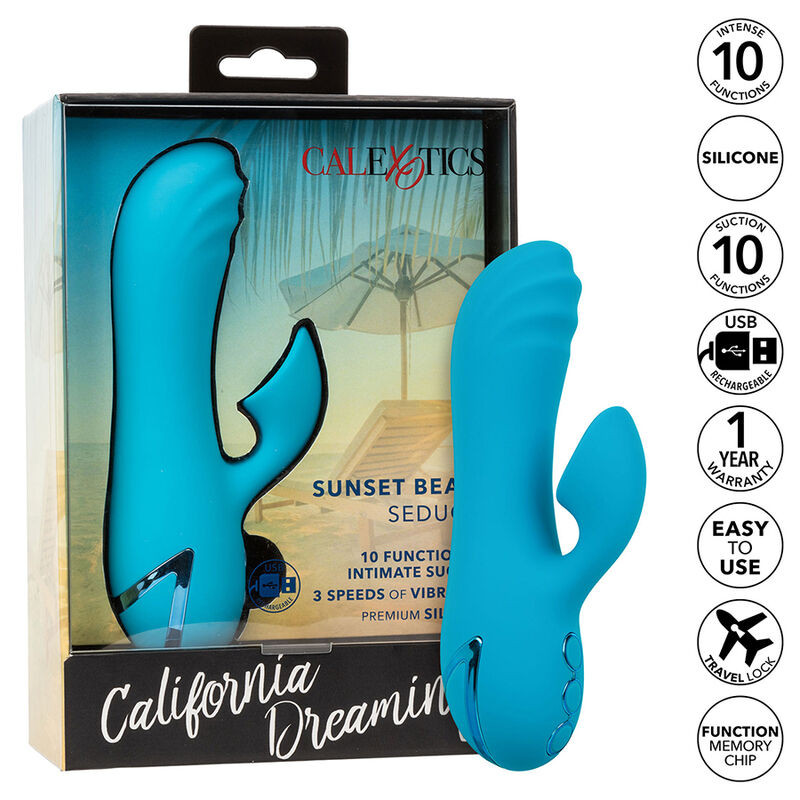 CALEXOTICS - SUNSET BEACH SEDUCER VIBRATEUR & STIMULATEUR 10 FONCTIONS BLEU