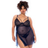 Nuisette grande taille bleu nuit et string - MAL7555XMNBL