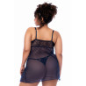 Nuisette grande taille bleu nuit et string - MAL7555XMNBL