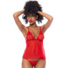 Nuisette courte rouge et string assorti - MAL7562RD